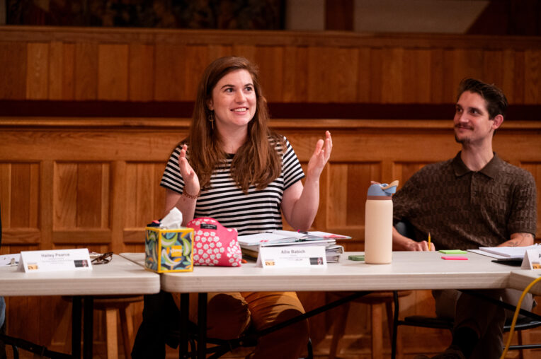 Director Allie Babich & Stage Manager Alexander Carey at the Table Read for The Pirate Ballad of Bonny and Read 2025. Photo by Madison Patterson