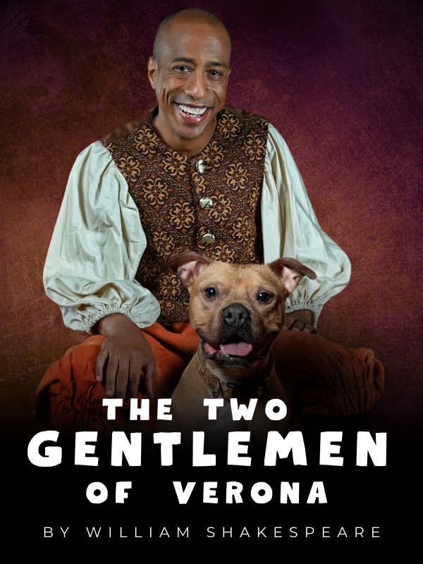 Geoffrey Warren Barnes II as Launce and Maple Patterson as Crab in ASC’s The Two Gentlemen of Verona. Photo by Madison Patterson.