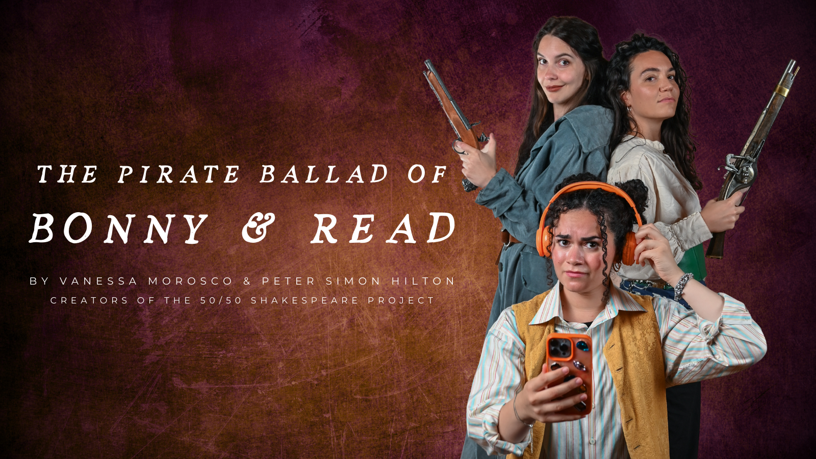 Isabel Sanchez as The Kid, Maya Danks as Anne Bonny, and Sara Linares as Mary Read in ASC’s The Pirate Ballad of Bonny & Read. Photo by Madison Patterson.