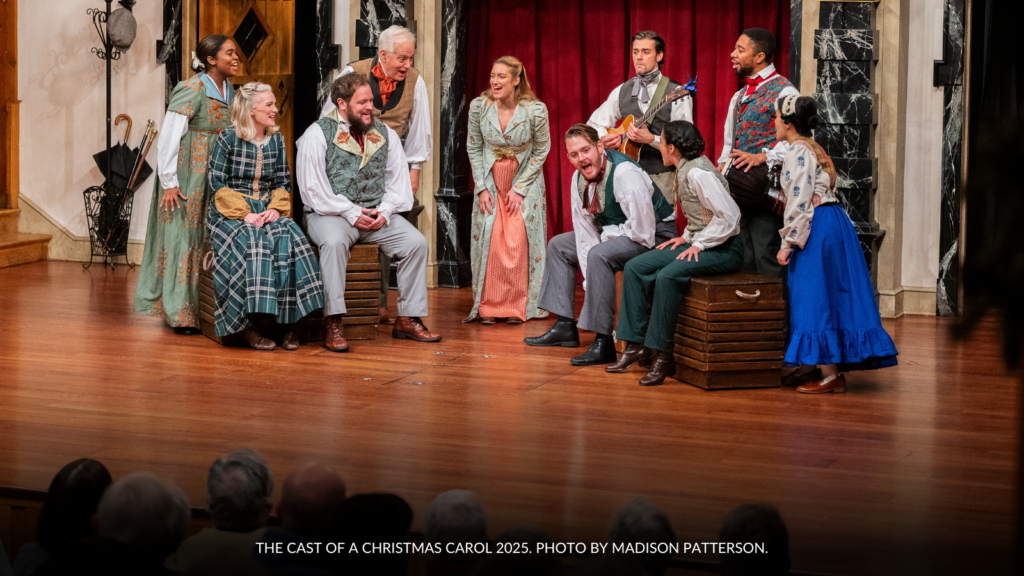 The Cast of a christmas carol singing 2025. Photo by madison patterson.
